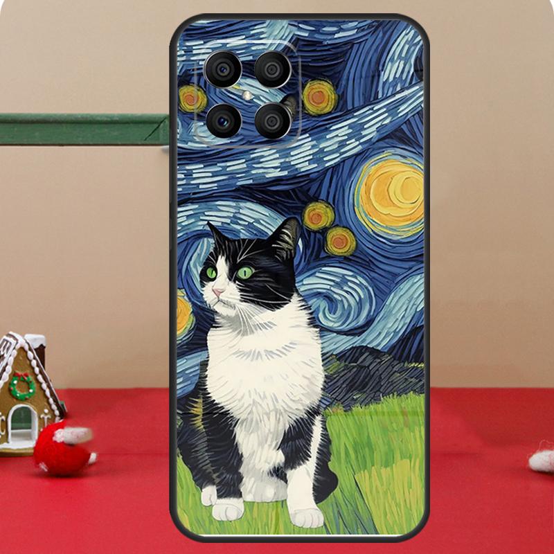 Katze Van Gogh's Sternennacht Hülle Für Honor Magic 7 Lite 5 6 8 Pro Honor 400 200 50 70 90 X8c X8a X8b X9a X9b X9c Abdeckung
