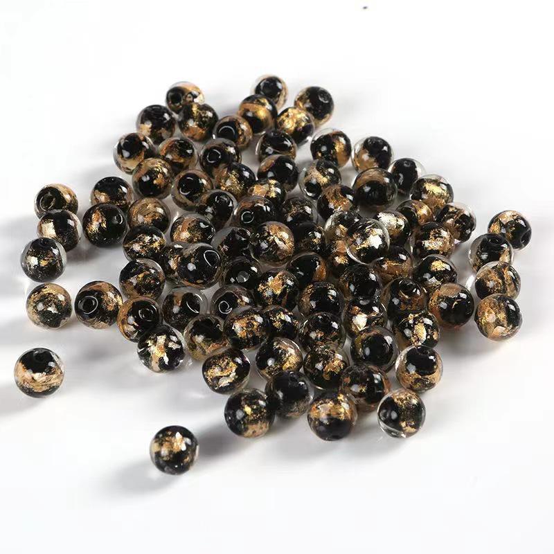 Beijing Gold Leaf Incense Ash Glazed Beads - Seven-Color Gold & Silver Loose Beads for DIY Jewelry