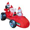 7.8FT/2.4M Inflatable Santa Claus Racing Car with Penguin and Snowman, Glowing Christmas Outdoor Yard Decor