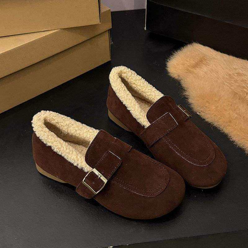 

Birken mother autumn and winter velvet cotton shoes fluffy warm beans beef tendon non-slip flat bottom casual fashion women s shoes 40