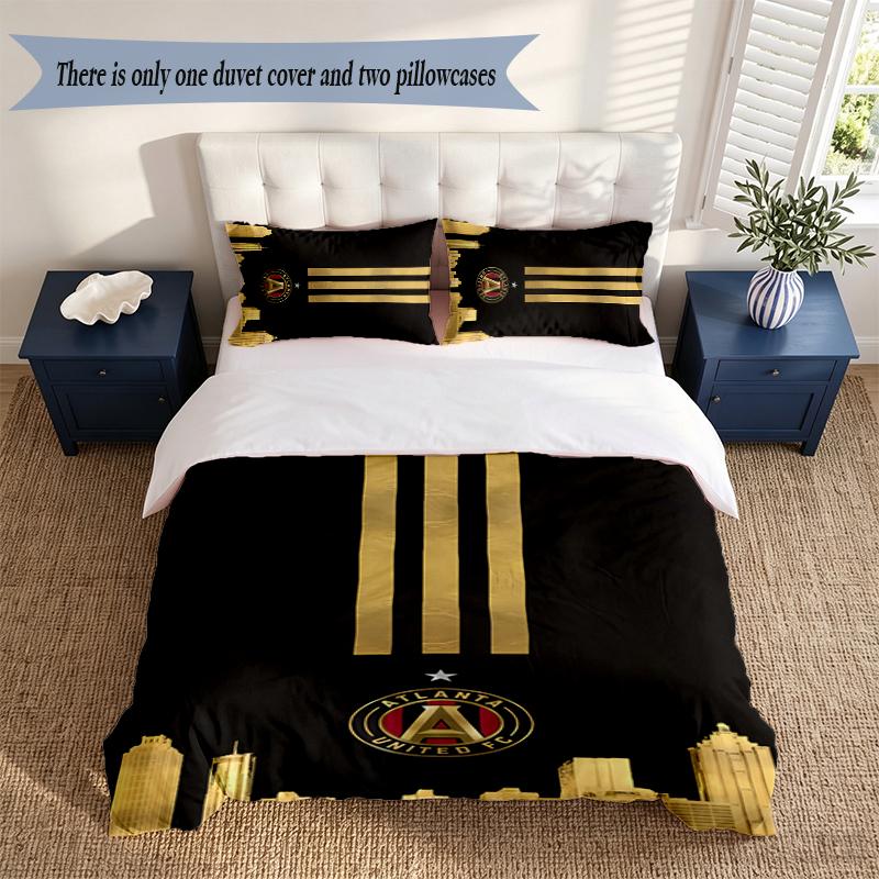 Atlanta United 3‑Piece Bedding Set Soft Microfiber Duvet Cover Pillowcases Comfortable Bed Linen for Bedroom Decoration