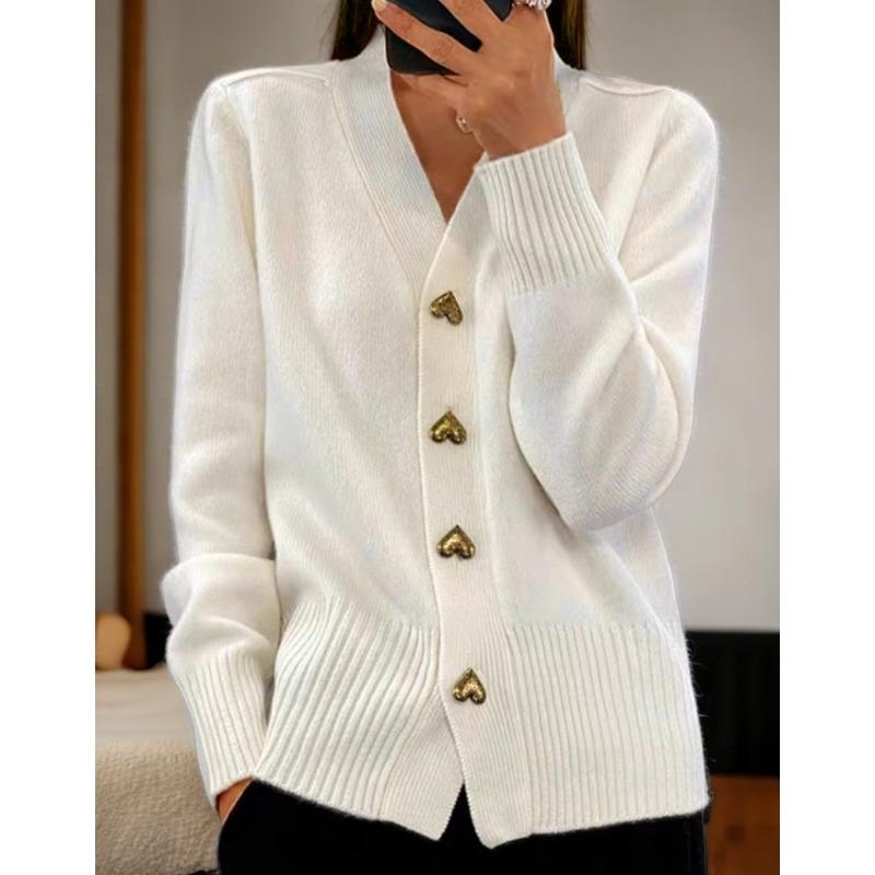 

DAFIFY Женские модные повседневные осенне-зимние однотонные с принтом свитера с длинным рукавом и V-образным вырезом L