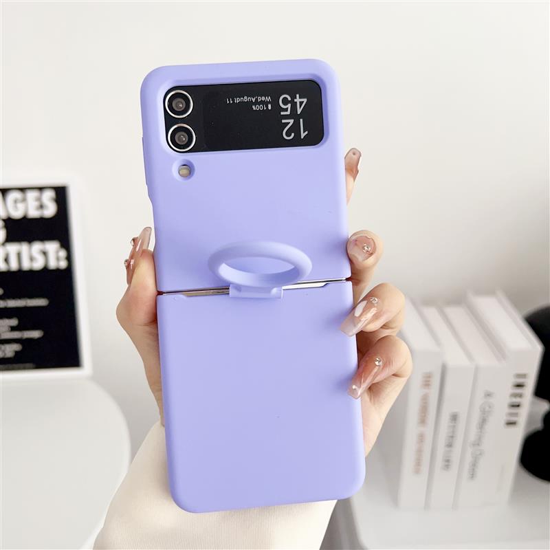 For Samsung Galaxy Z Flip 6 5 4 3 2 1 Case Offical Liquid Silicone Case With Finger Ring Shockproof Cover ForZ Flip 5 Soft Cases