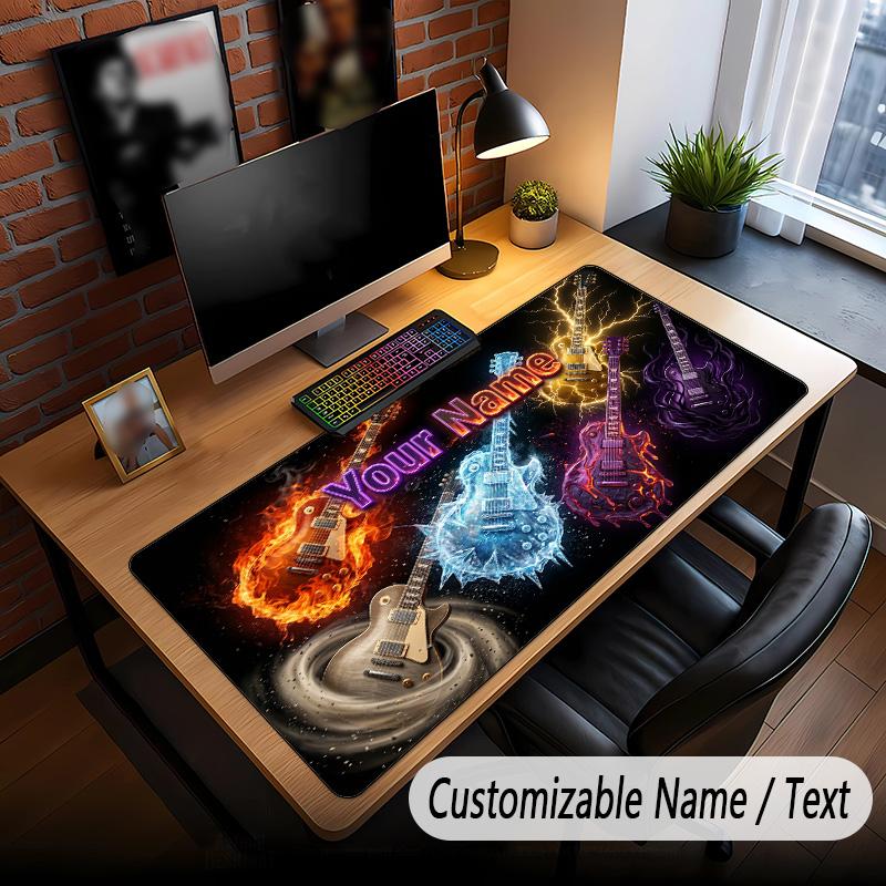 Music Guitar Theme Custom Mouse Pad Personalized With Name Text Customized Desk Mat For Office Home Decor