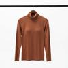 Women's Modal Padded High Neck Long Sleeve T-Shirt with Integrated No Underwire Bra Cup Pajama Base Layer
