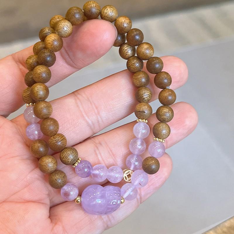 Handmade Multi-Layer Natural Crystal Agarwood Bracelet Women With Citrine Amethyst Rose Quartz Pixiu Charm Ethnic Style