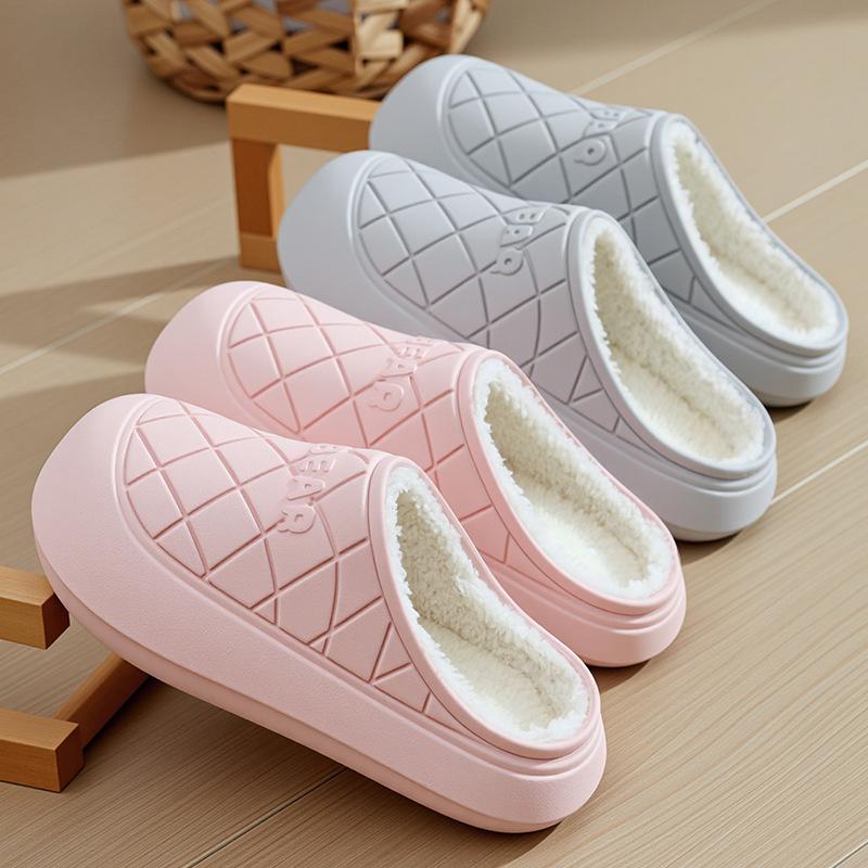 Cotton slippers with plush winter indoor warmth autumn cute couple home winter slippers plush