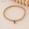 MHS.SUN Stainless Steel Gold Plated 12 Months Birthstone Beaded Bracelets For Women Men Zircon Water Droplet Charm Trend Jewelry