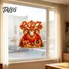 Seasonal Glass Window Ornament 2027 New Year Cling, Red And Gold Zodiac Sheep Static Decals for Doors, Non-adhesive Reusable Sticker Home Office Shop