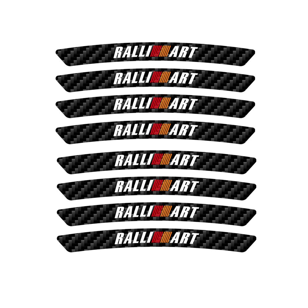 Car Styling 4PCS Carbon Fiber Car Motorcycle Wheel Rim Decorative Stickers For Mitsubishi Ralliart Lancer EX Outlander Pajero Xl