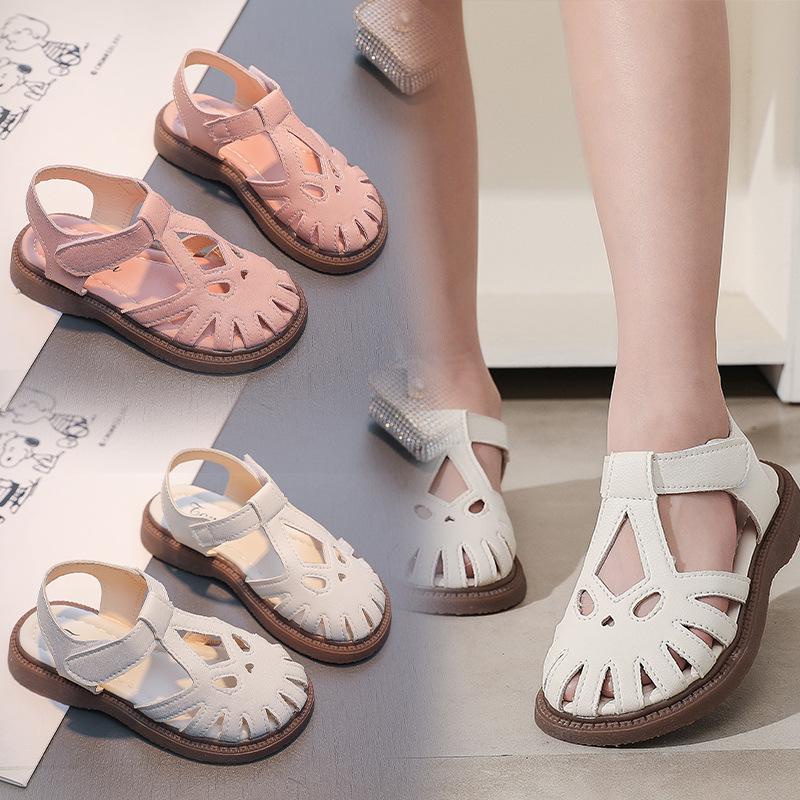 2025 Summer Girls Princess Sandals Cut-outs T-strap Hollow Children Sandals for Girls Soft Sweet Classic High Quality Toe-capped