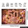 2D Elegant 50th Birthday Backdrop with Champagne, Roses and Gifts Photo Booth Banner