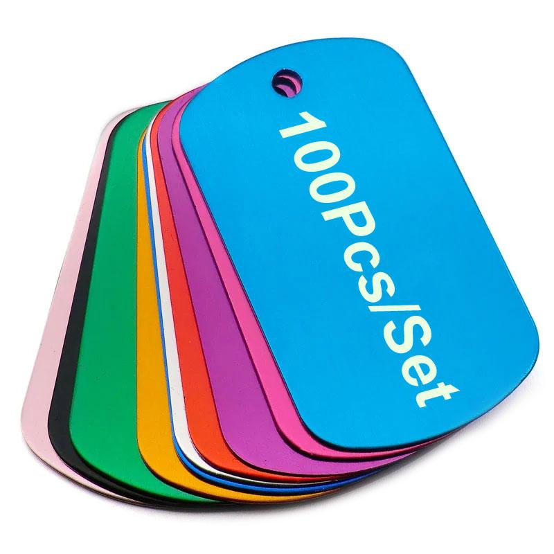 Professional 100Pcs Dog Tag Military Pet Id Tags Aluminum Name Pendant Blank Dog Tags Personalized Customized Dog Tag