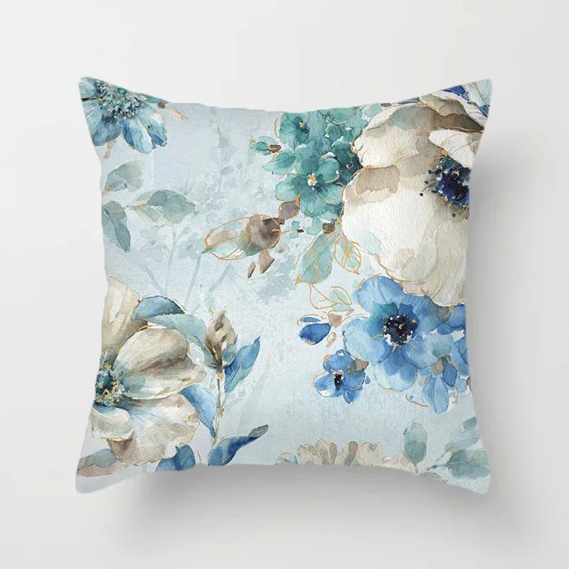 Oil Painting Floral Elegant Ginkgo Leaf Print Series Sofa Decorative Pillowcase Polyester Cushion Cover 45x45 Cm Home Decoration