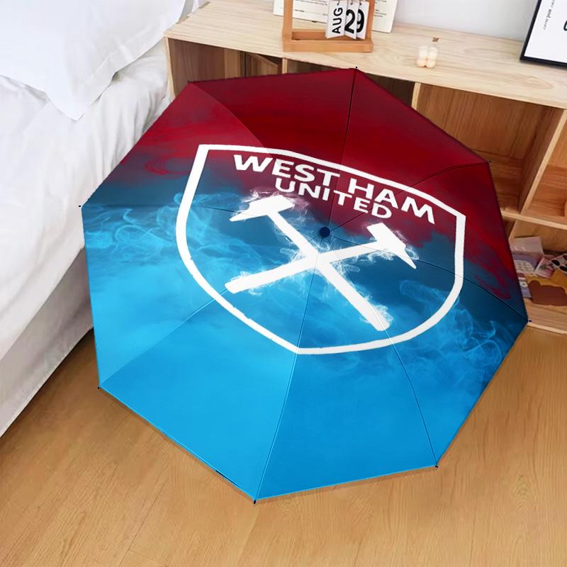 1PC West Ham United Pattern Printed Umbrella Folding umbrella, automatic umbrella 8-Frame for Travel, camping Fan gifts Christmas Gifts