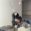 Luxury Stainless Steel Sweet Star Pink Zircon Pendant Necklaces for Women Crystal Clavicle Chain Female Jewelry Gifts