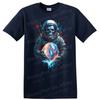 Skull Astronaut Holding Colorful Marble T Shirt Graphic Tee Space Art Design