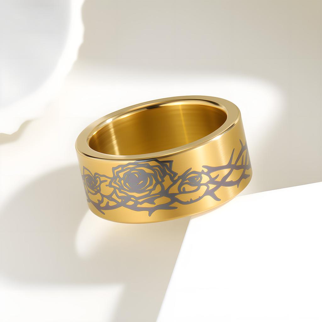 European and American Halloween Rose Pattern Ring Cold Style
