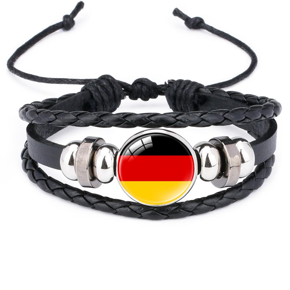 World Cup Leather Bracelet National Flag Soccer Match Souvenir  Adjustable Cowhide Woven Bracelet for Men Women,Sports  Fan Accessories