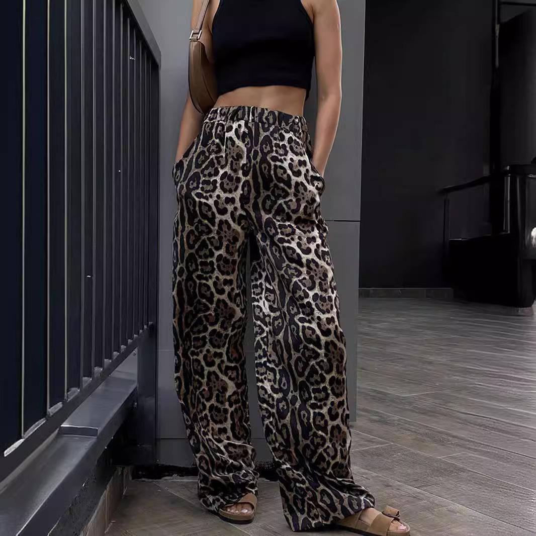 

Леопардовый принт с высокой талией, широкие брюки, свободные повседневные брюки оптом S