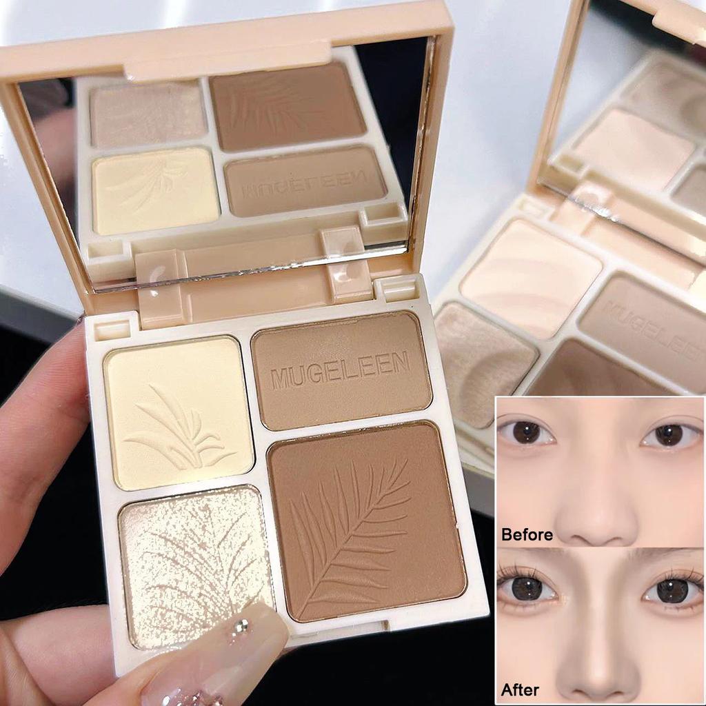4-barevný bronzer Highlight Contour Paletka stínování obličeje Půdní péče o obličej Konturovací make-up na obličej Kosmetika s vysokým leskem