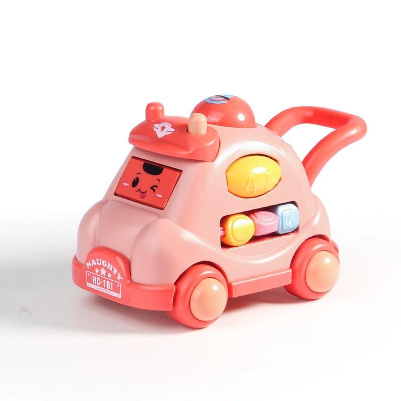 Non-Toxic Kid Pull Along Toy Walking Trolley Musical Light Up Car Toy Crawling To Walking Learning Toys Cartoon Polyhedral Trolley Car Toy