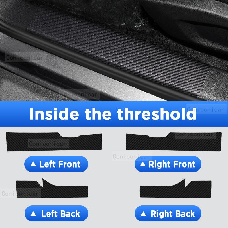 For CHANGAN CS35 Plus -2025 Car Door Sills Scuff Plate Threshold PU Protector Interior Imitation Carbon Fiber Sticker