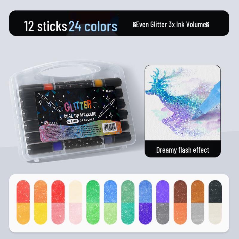 

Glitter Watercolor Markers & Highlighters for Kids - Pearlescent Gradient Shimmer