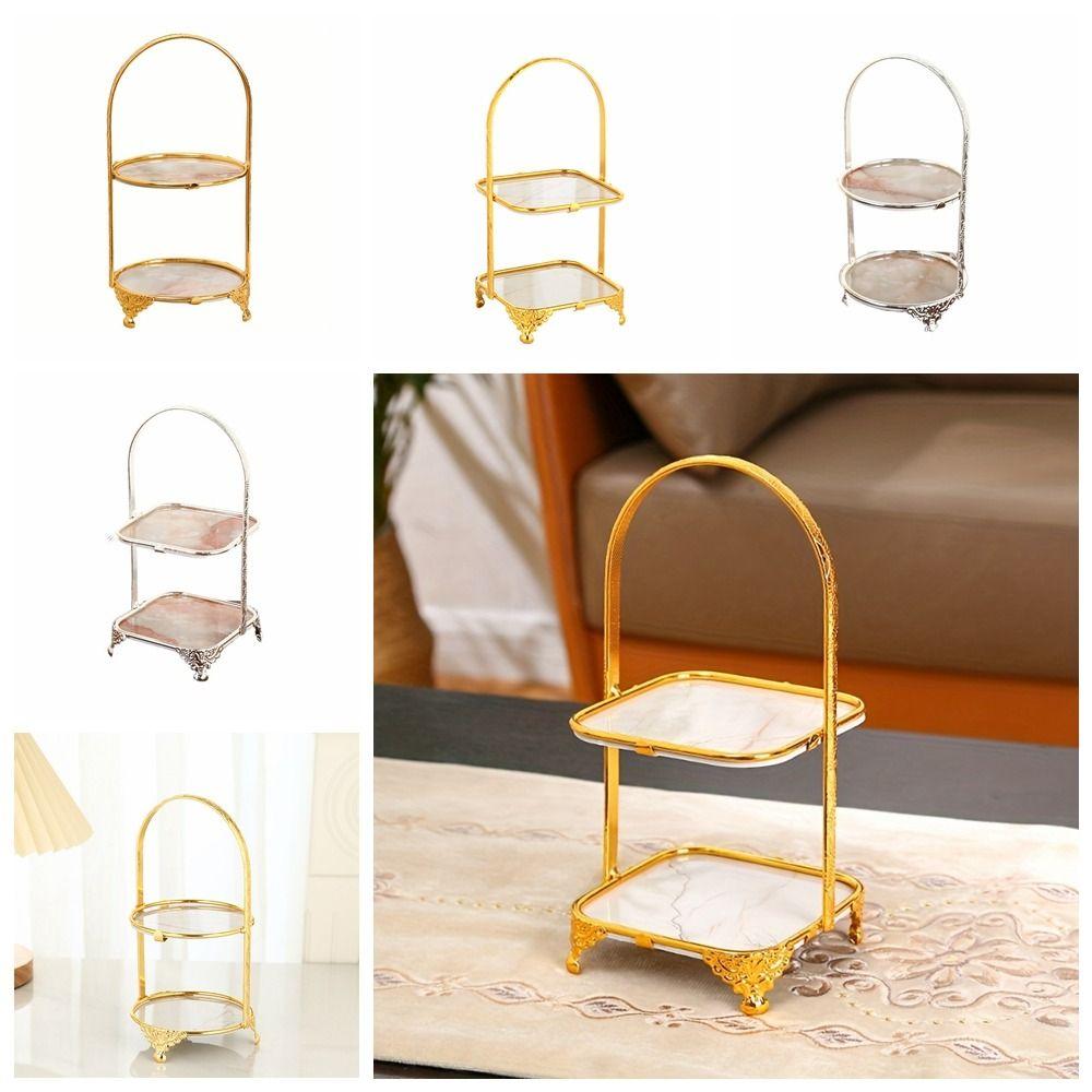 Two Layers Dessert Fruit Plate Iron Art Cake Stand Fashion Birthday Dessert Tray Birthday Layout