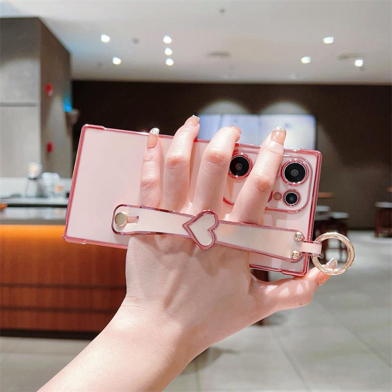 Electroplated TPU Wrist Strap Holder Back Case For Samsung Galaxy S25 S24 S23 S22 S21 Ultra + S20 FE Lens Protection Cover