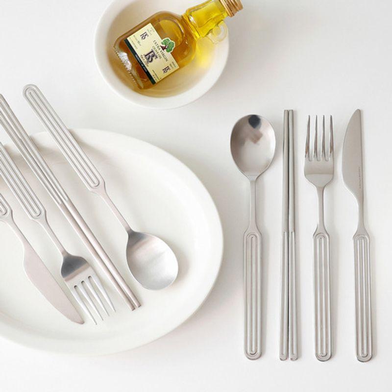 Kamomekitchen Ridge Helt Rostfritt Stål Bestick 4-delars Set (Sked, Ätpinnar, Gaffel, Kniv)