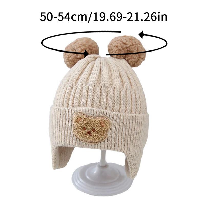 Baby Wool Hat Cute Bear Ear Protection Hat Children Winter Thickened Warm Knitted Korean Version Of The Baby Hat