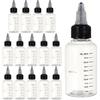 BENECREAT 15 Pack 50ml Transparent Plastic Dispensing Bottle with Twist Cap and Graduated Measurement for Liquids, Inks, Oils, Arts and Crafts