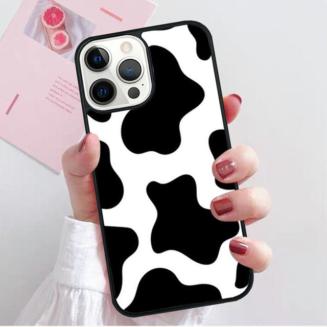 Cute Black and White Cow spots Pattern Phone Case Cover For iPhone 17 Air 15 16 Pro Max 14 13 12 11 Pro Max Plus