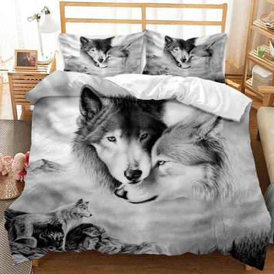 3D-gedrucktes Wolf-Bettwäscheset, Wild Snow Wolf Animal Bettbezug, Doppel-, Zwillings-, Voll-, Queen- und King-Bettwäsche für Erwachsene und Kinder