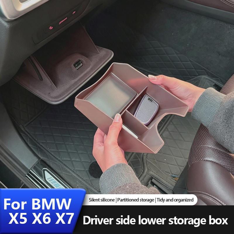 For BMW X5 G05 -2026 Car Driver's side storage compartment with silicone interior decorative storage items