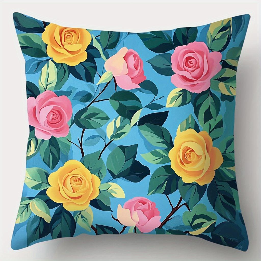 Tulip And Sunflower Patterns Digital Printing Pillow Cover Short Plush Suitable Living Rooms Bedrooms Sofas Throw Cushion Cover