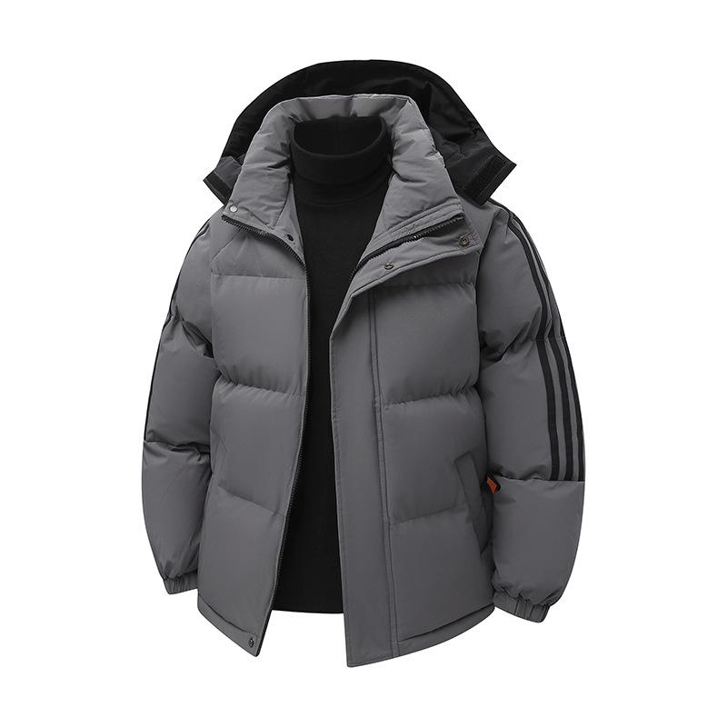 Men s Trendy Three-Stripe Loose Casual Jacket - Thickened Cotton for Cold Protection M