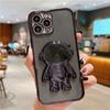Fashion Glitter Astronaut Foot Stand Phone Case For iPhone 16 15 14 13 11 Pro XR Xs Max 12 Mini Plating Holder Cover On 7 8 Plus
