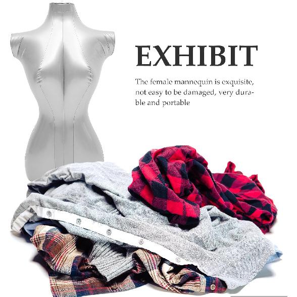 Female Mannequin Torso, 27'' Height Inflatable Half Body Model Shirt Form Display Soft Body Clothing for Upper Body Clothing Window Display Props