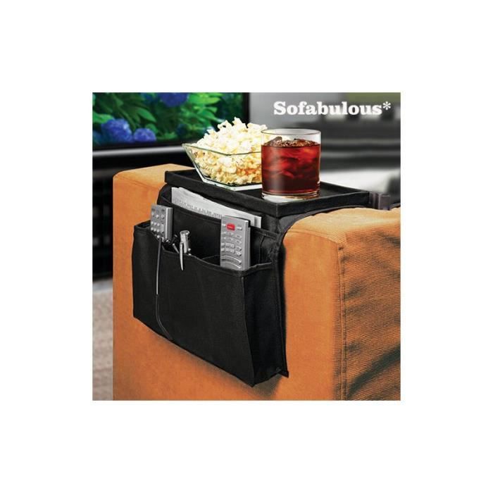 Sofaorganisator - Sofabulous - Armlensbrett - Svart - Fleksible materialer - 6 sidelommer
