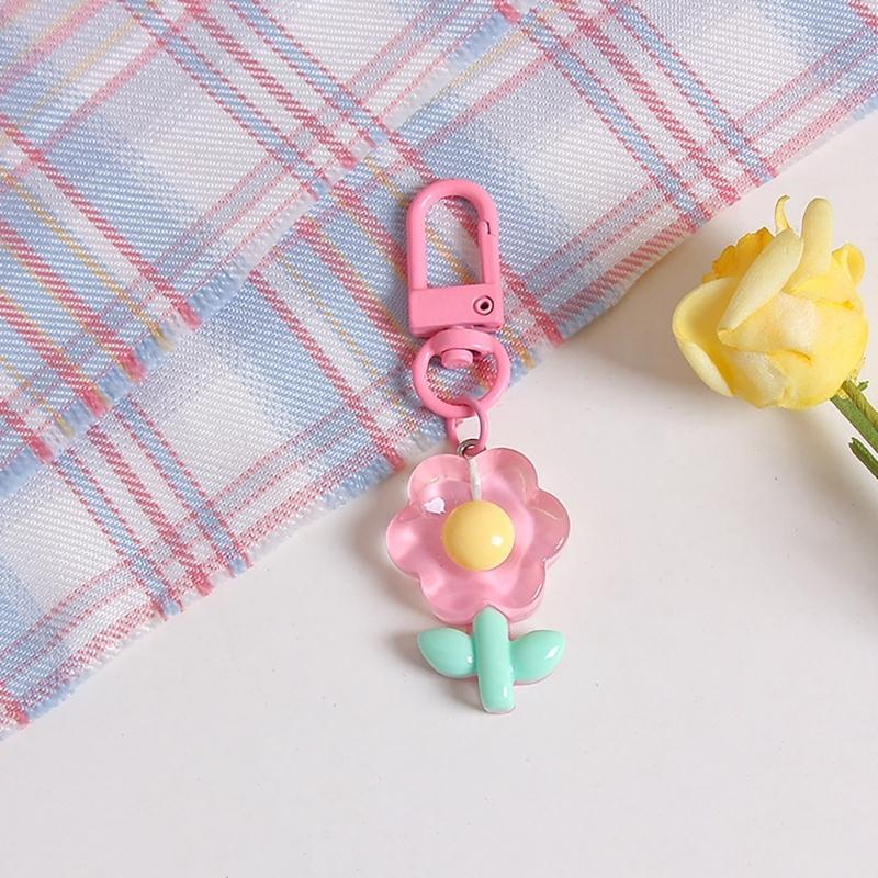 Colorful Resin Flower Keychain Charming Resin Flower Keychain with Tulips Designs for Bag Hanging Decoration