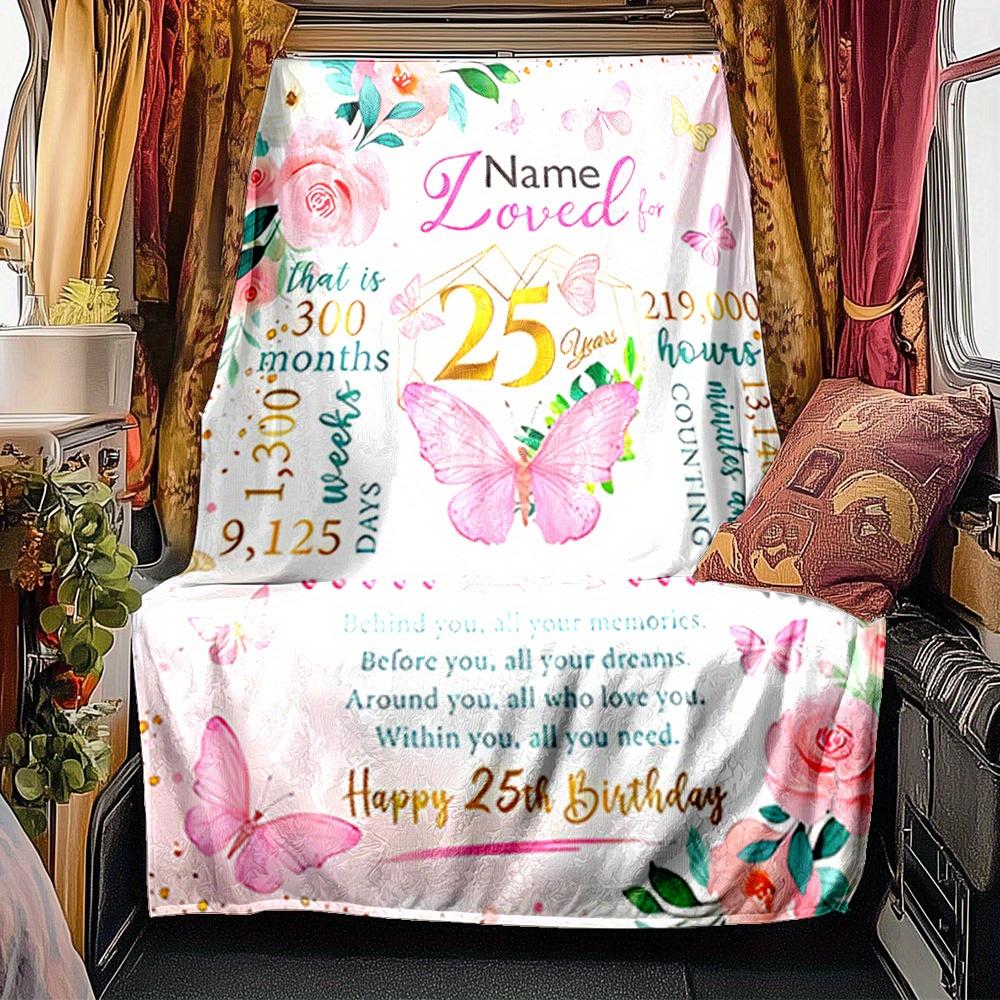 Happy 25Th Birthday To You Blanket Personalized Name Soft Comfortable Stylish Blanket Car Blanket Perfect For Travel Camping Outdoor Home Suitable For