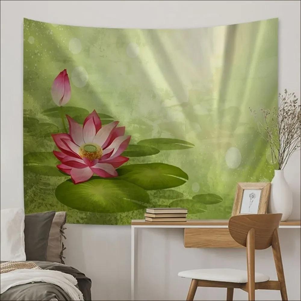 Китайский узор лотоса Гобелен для украшения стен дома Гобелен для офиса Гостиная Гобелен — фото 11