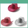 Classic Western Cowboy Hat With Lace And Golden Thread For Stage Performers And Party Fans