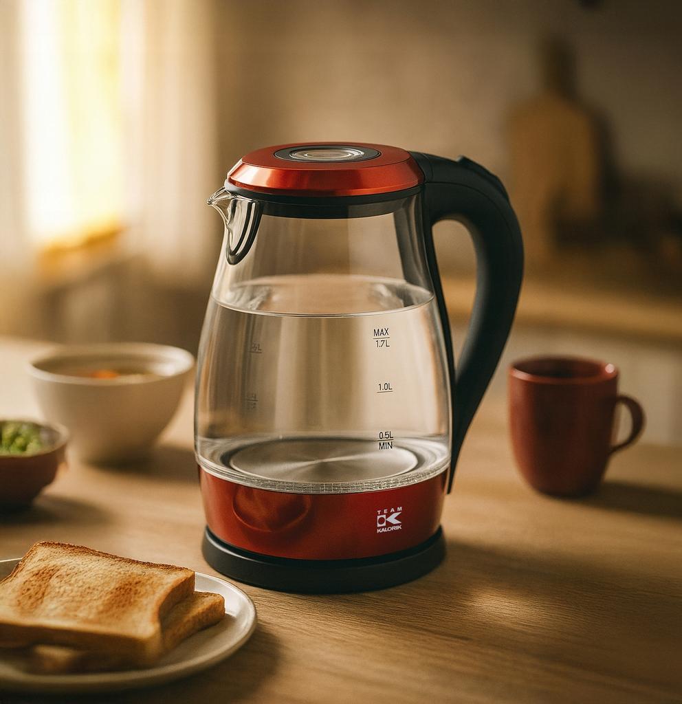 Kalorik Cordless Kettle Red Glass 1.7L 2000W Jk 1042 R