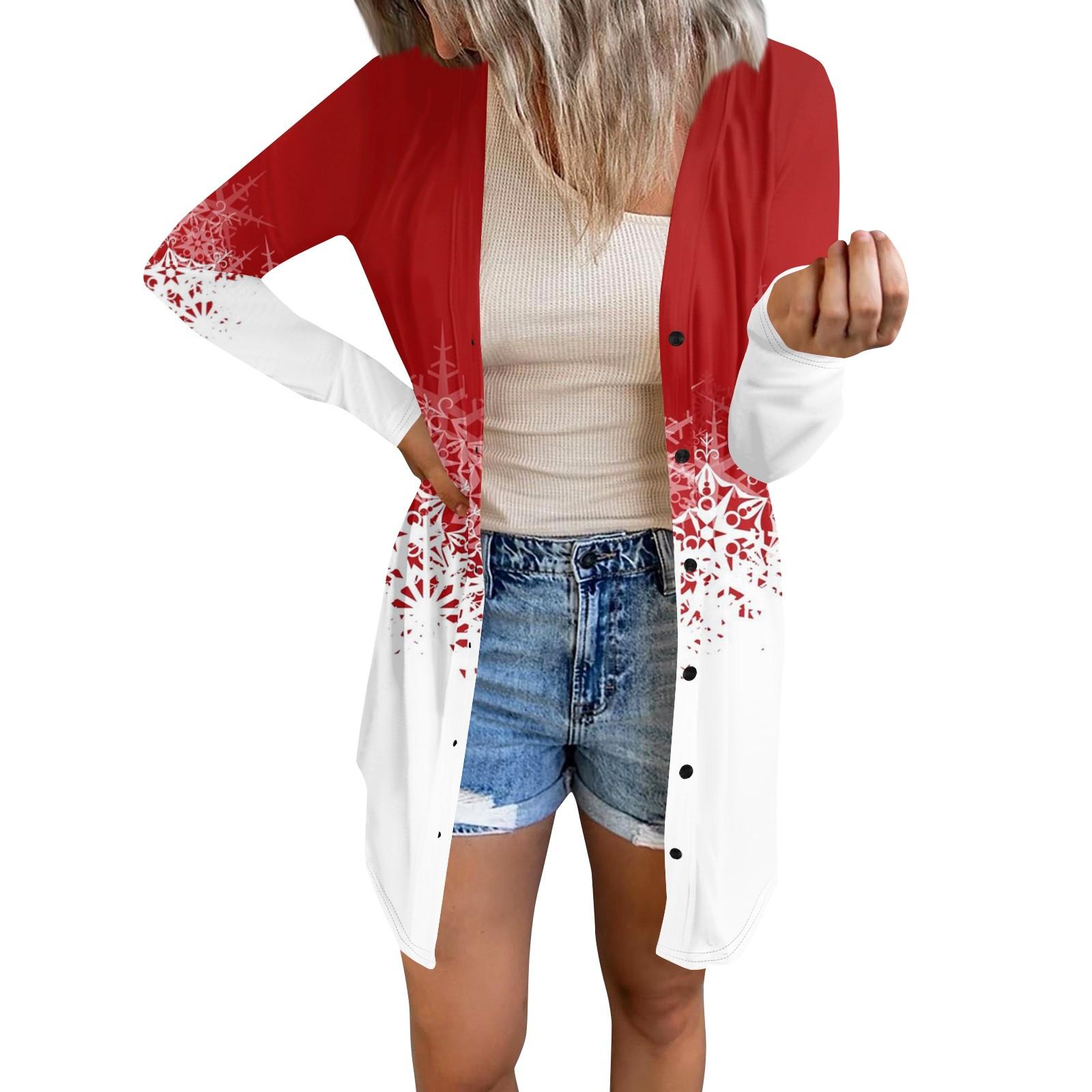 

Длинный рукав Женский ретро принтованный топ Легкий базовый свободный жакет Кардиган Повседневные рубашки Рождество XXXXXL розовый