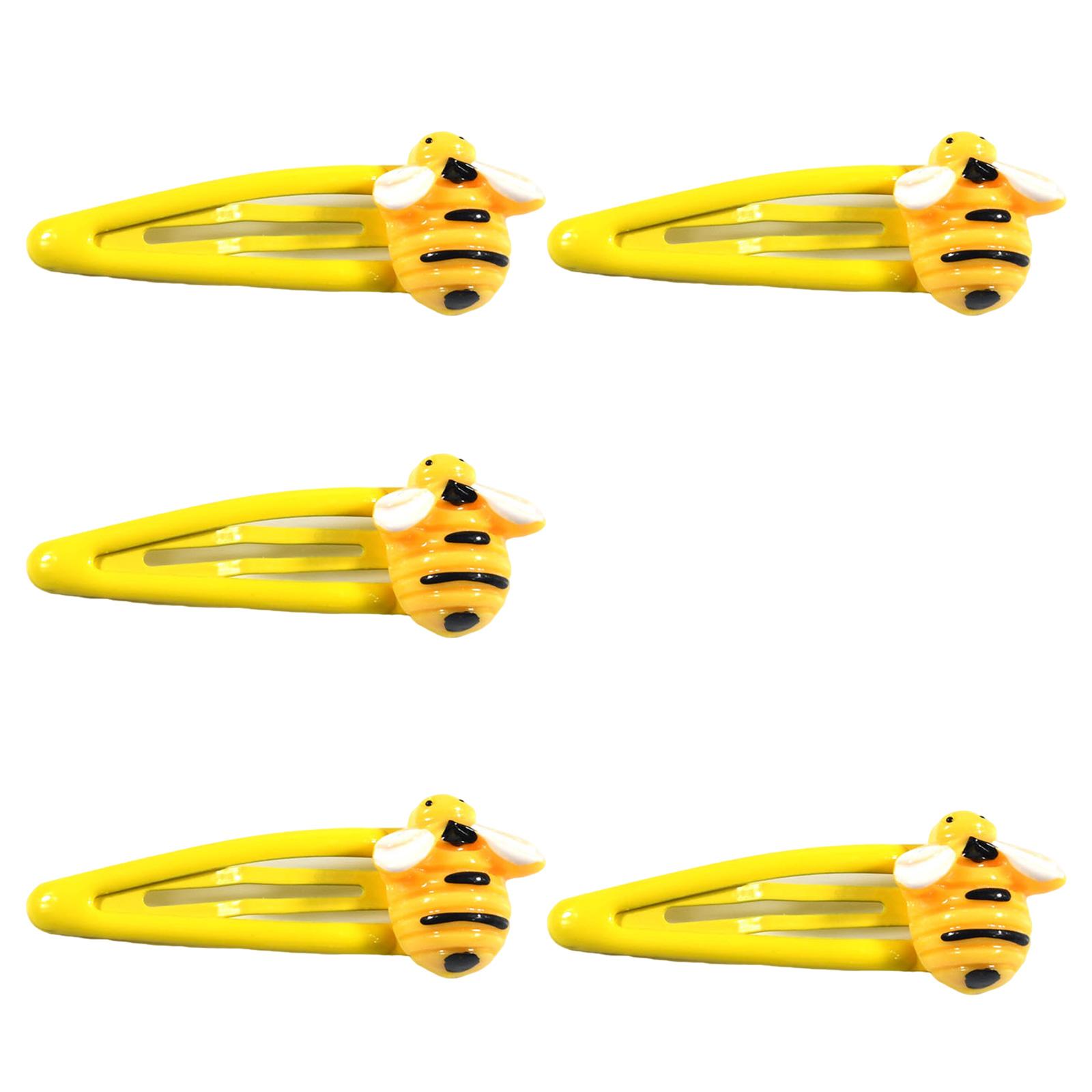 

5 Pieces Kids Bee Hair Clips Mixed Lightweight Hairpins Girls Hair Accessories Multi Color Assortment Safe ABS Plastic Design A