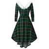 Women's Fashion Retro Christmas Print Dress Ladies Long Sleeve Dress Irregular Design