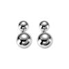Large and Small Ball Stud Earrings Female Ins Trendy Personality Korean Version Niche High-end Jewelry 925 Silver Needle Rear Hanging Fashion